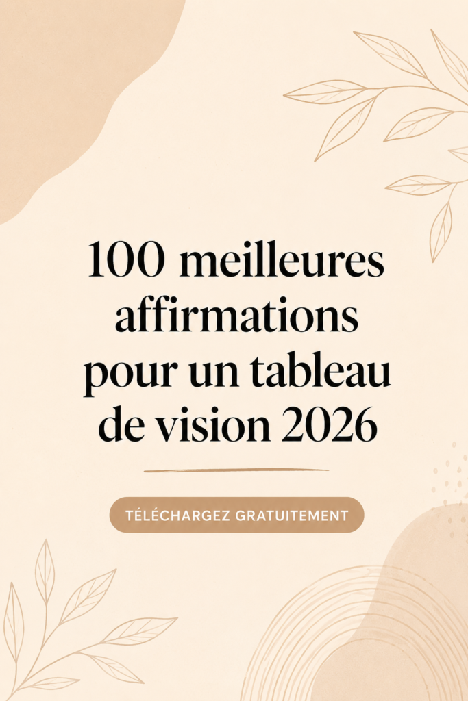 Un vision board coloré avec des affirmations inspirantes et des images motivantes.