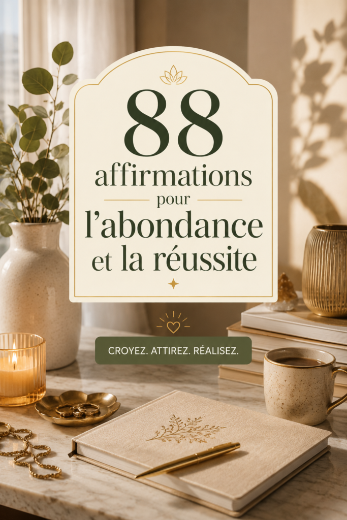 Affiche de 88 affirmations pour attirer l'abondance et le succès.