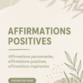 Femme méditant avec des affirmations positives en arrière-plan