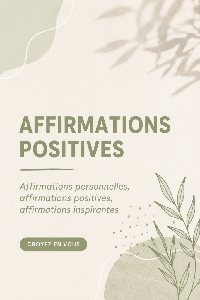 Femme méditant avec des affirmations positives en arrière-plan