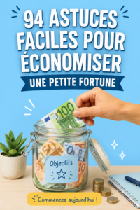 Une femme souriante tient un caddie rempli de produits en promotion, symbolisant les astuces pour économiser au quotidien.