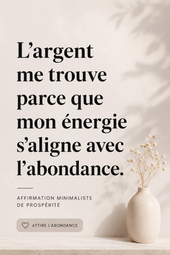 Affiche de décoration avec une affirmation positive sur la richesse