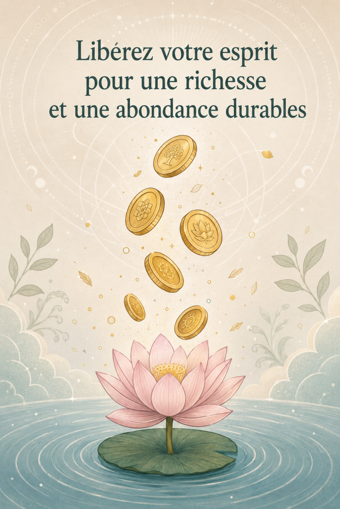 Femme méditant en pleine nature, symbolisant l'abondance et la prospérité.