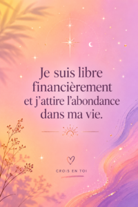 Un téléphone affichant un fond d'écran d'affirmations positives sur l'argent