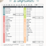 Image d'un modèle de budget mensuel à imprimer avec des sections pour revenus et dépenses.