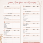 Modèle de budget imprimable sur une table avec des fournitures de bureau