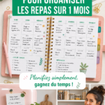Un calendrier de repas mensuel coloré avec des recettes variées