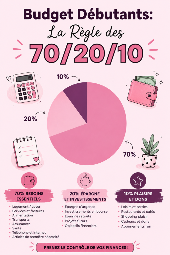 Femme utilisant un ordinateur portable pour planifier son budget avec la méthode 70/20/10.