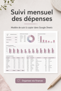 Modèle gratuit de suivi des dépenses mensuelles sur Google Sheets