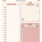 Agenda esthétique Coquette à imprimer avec motifs Cottagecore