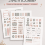 Un aperçu d'autocollants imprimables pour planners sur une table.