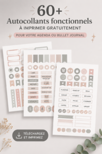 Un aperçu d'autocollants imprimables pour planners sur une table.