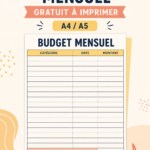 Modèle de budget mensuel à imprimer gratuit sur une table en bois