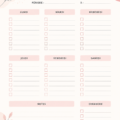 Calendrier hebdomadaire imprimable coloré sur un bureau