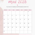 Calendrier imprimable de mai 2026, prêt à être utilisé pour l'organisation