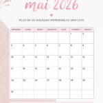 Calendrier imprimable de mai 2026, prêt à être utilisé pour l'organisation