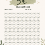 Image représentant un calendrier d'épargne à 5€