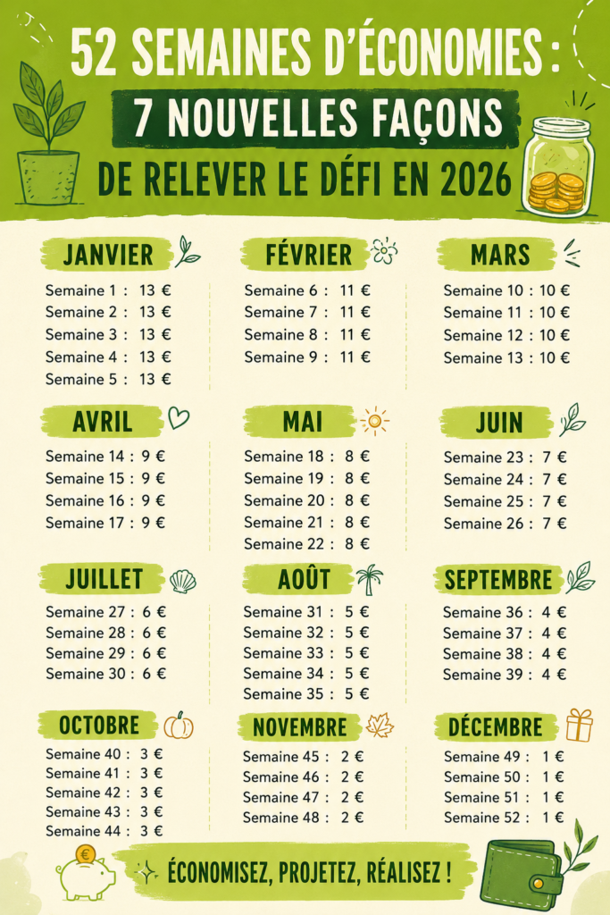 Une femme souriante planifiant son défi d'économies pour 2026 sur un carnet