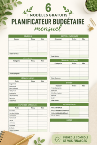 Modèle de planificateur de budget à imprimer, design simple et pratique pour aider à gérer ses finances.