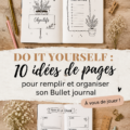 Illustration d'un bullet journal coloré et organisé avec des pages créatives.
