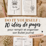 Illustration d'un bullet journal coloré et organisé avec des pages créatives.