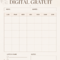 Planner numérique gratuit à imprimer sur un bureau chaleureux avec des accessoires de bureau