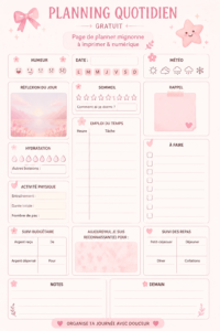 Image d'un planner quotidien imprimable avec des fleurs et un design attrayant