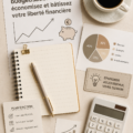 Femme examinant ses finances à l'aide de notes et d'un ordinateur, illustrant la gestion budgétaire.