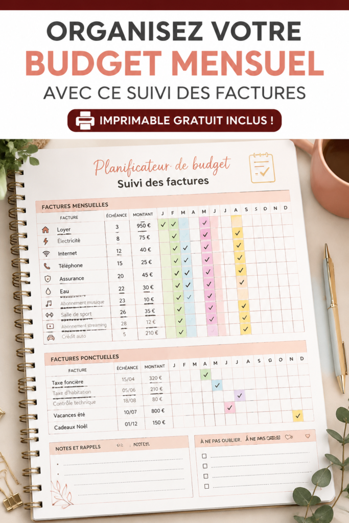 Femme gérant son budget sur un ordinateur avec des factures devant elle