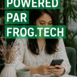 Femme utilisant un appareil technologique moderne dans sa maison