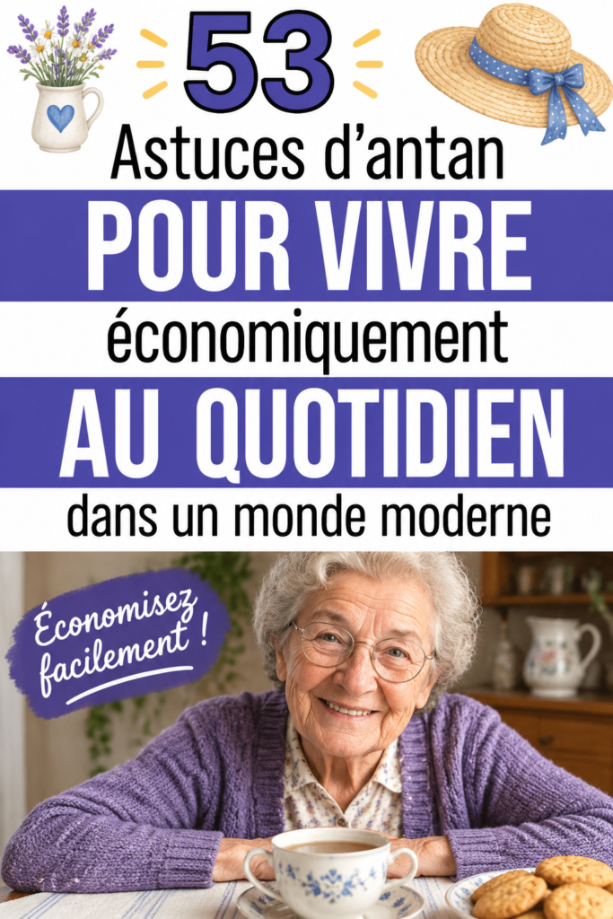 Une femme heureuse partageant des conseils de vie frugale dans sa cuisine.
