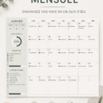 Capture d'écran d'un calendrier créé sur Google Sheets avec une mise en forme colorée.