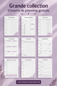 Collection d'inserts gratuits pour planners en PDF
