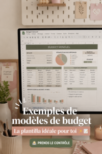 Modèle de budget mensuel sur une table avec des fournitures de bureau.
