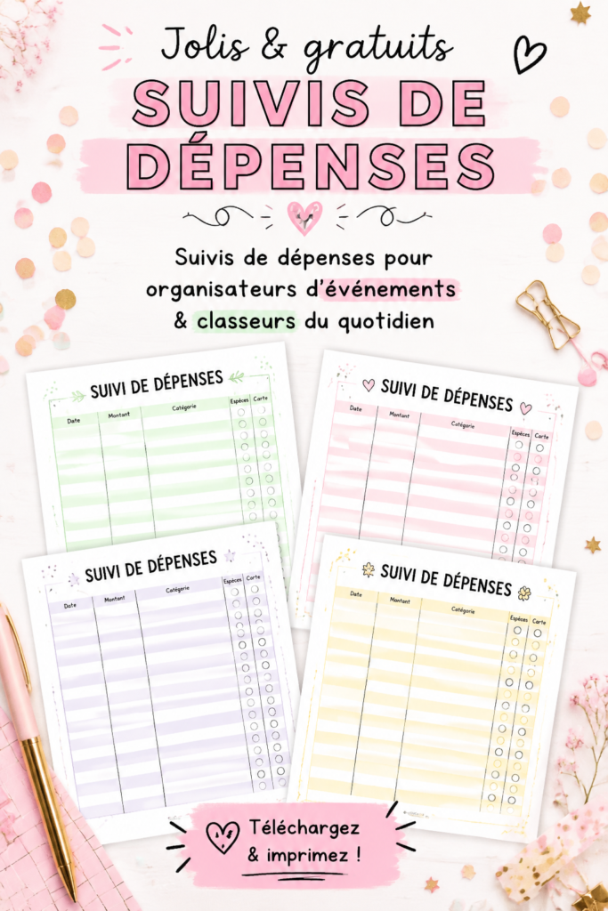 Modèles imprimables pour le suivi des dépenses, simples et charmants