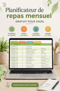 Modèle de planificateur de repas sur Excel avec des cases à cocher