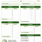 Planner budgétaire coloré posé sur une table en bois avec des équipements de bureau.