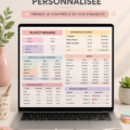 Femme utilisant une feuille de budget sur son ordinateur pour organiser ses finances