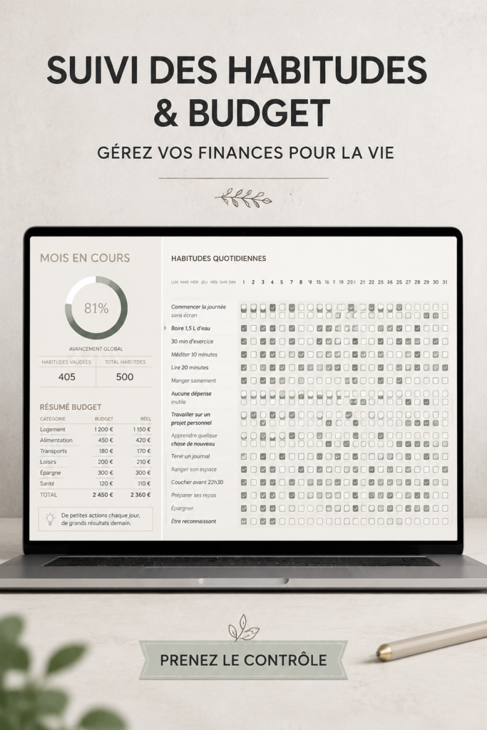 Capture d'écran d'un modèle de tracker mensuel pour le suivi financier