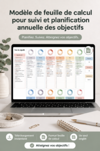 Modèle de planificateur d'objectifs avec des illustrations colorées