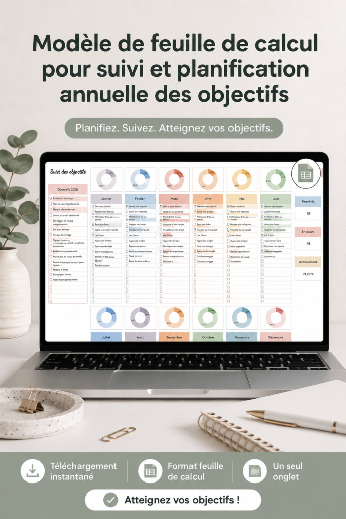 Modèle de planificateur d'objectifs avec des illustrations colorées