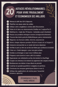 Une femme souriante appliquant des astuces de vie frugale dans sa cuisine.