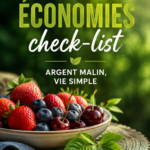 Une checklist colorée sur fond de bureau pour aider à économiser de l'argent.