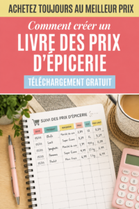 Un carnet ouvert avec une liste de prix de courses, représentant une gestion budgétaire efficace.