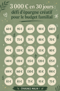 Image représentant une famille heureuse planifiant leur budget pour économiser 3000 € en 30 jours.