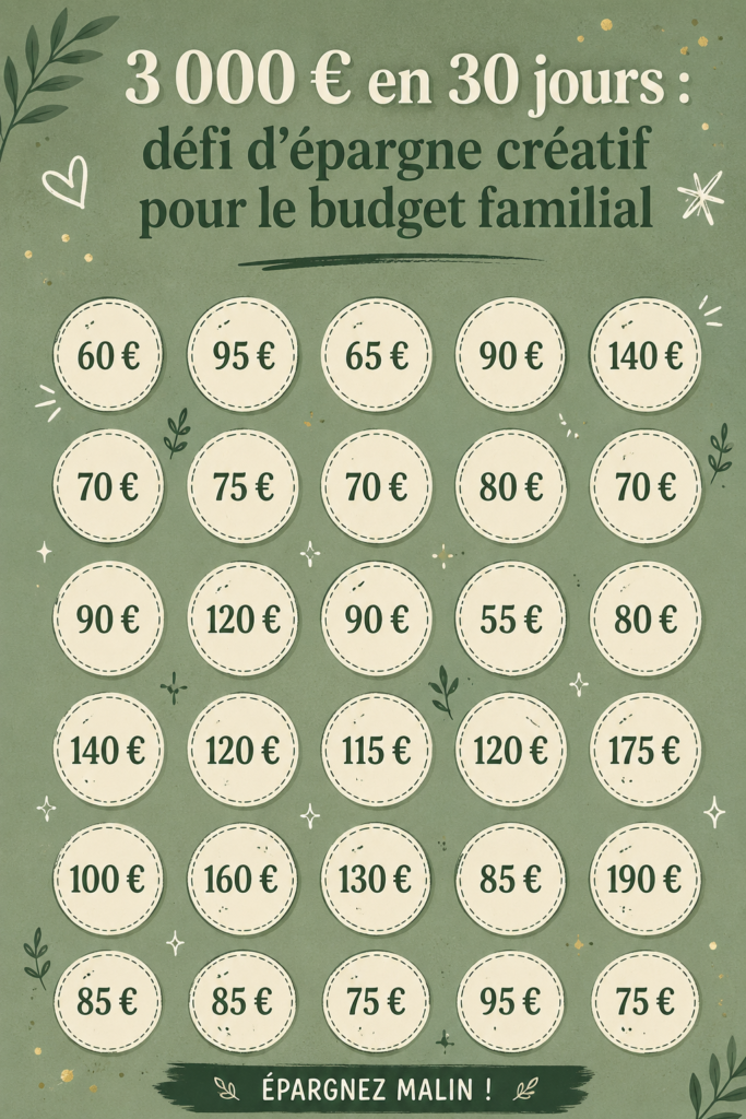 Image représentant une famille heureuse planifiant leur budget pour économiser 3000 € en 30 jours.