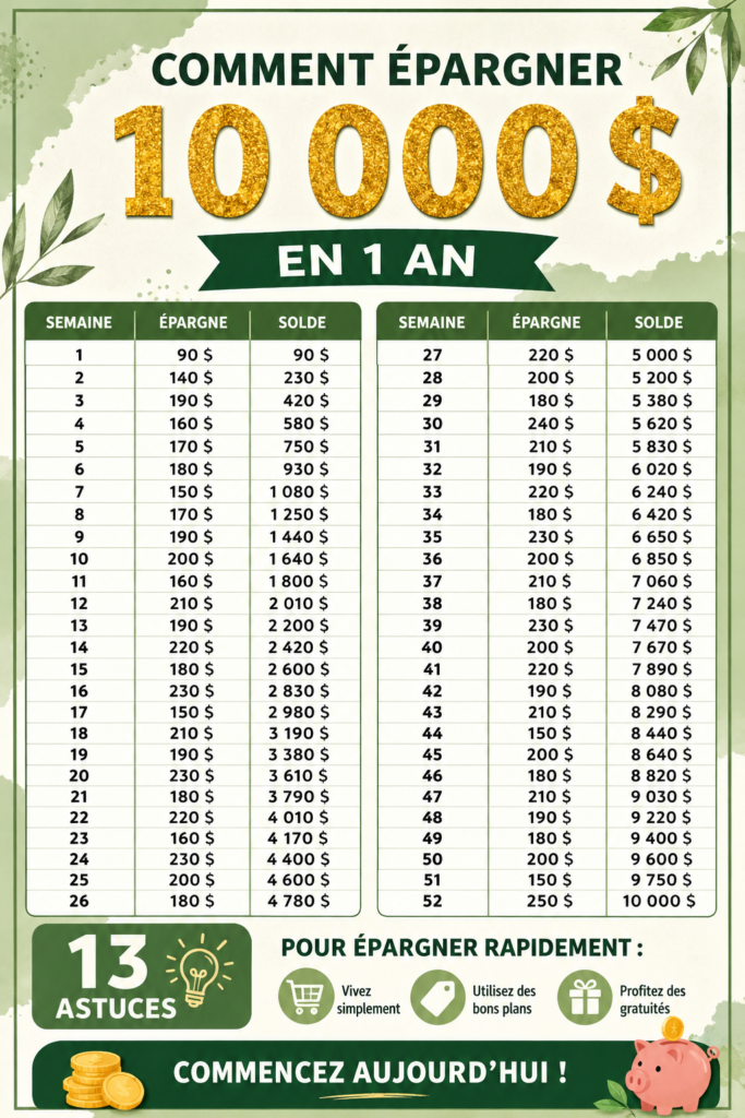Image illustrant des conseils pour économiser 10 000 euros en un an