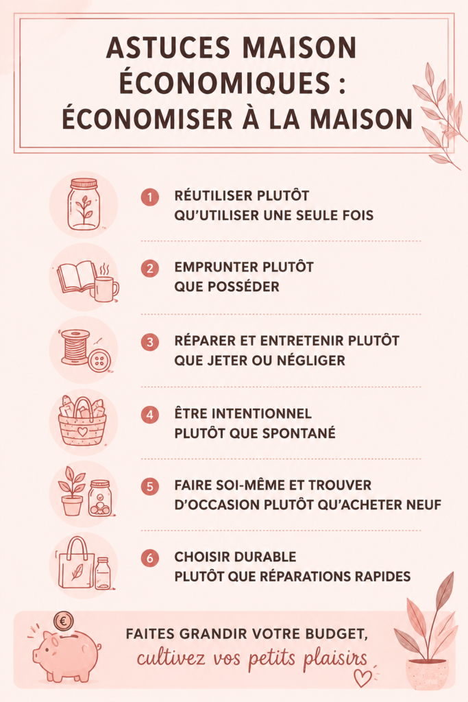 Femme souriante dans sa cuisine en train de planifier son budget frugal