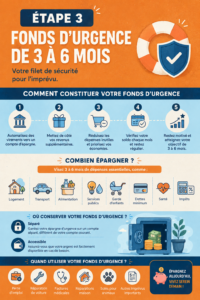 Femme heureuse avec un budget et un carnet d'épargne pour son fonds d'urgence.