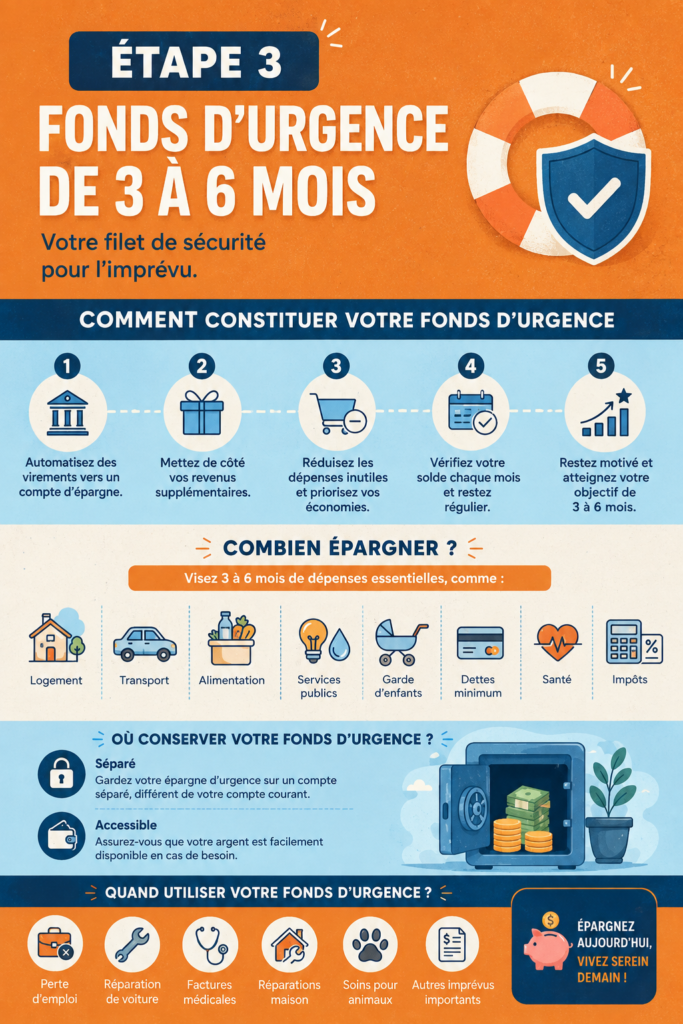 Femme heureuse avec un budget et un carnet d'épargne pour son fonds d'urgence.